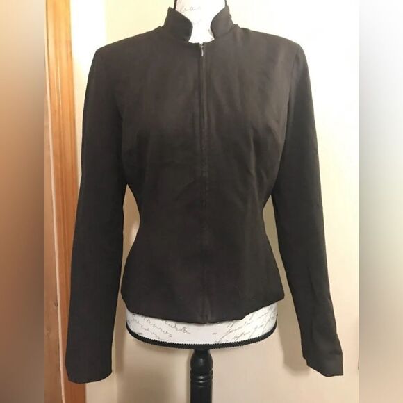 Cache Women's Brown Long Sleeve Full Zip Lined Suit Jacket - Size 6 - Picture 1 of 11
